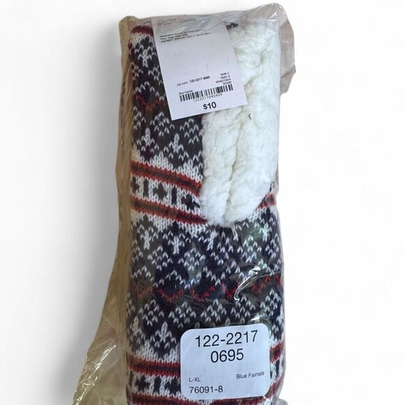 NWT Mixit Women’s 1-Pair Sherpa Slipper Socks (L/XL) Sweater Blue Fair Isle, Was - Picture 5 of 7